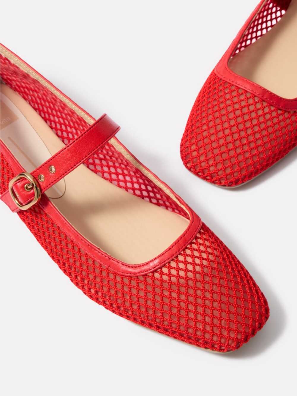 Dolce Vita Rodni Red Mesh Mary Jane Flats with Buckle - Picture 3 of 11